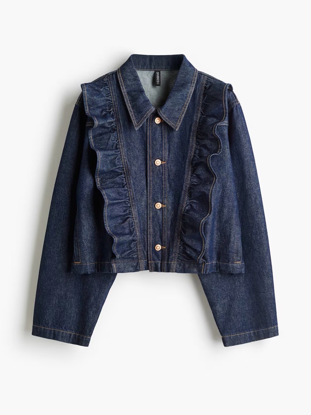H&M Dark Blue Ruffle Denim Jacket (Sold Out)